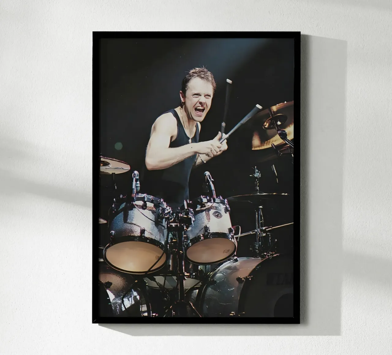 Lars Ulrich poster con telaio in legno da Low poly art