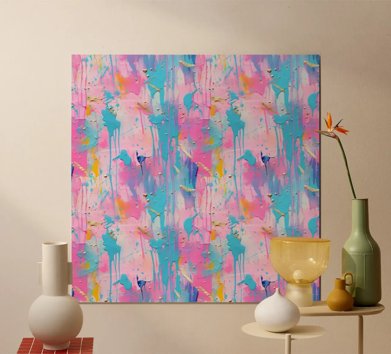 Schizzi di vernice Pennellate di pittura 8 poster con telaio in legno da Yaso Design Paint