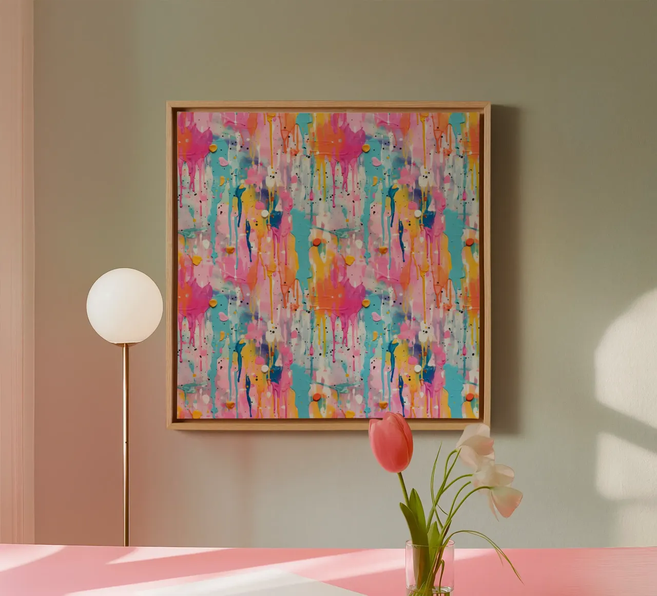 Paint Splatter Malerei Pinselstriche 9 Leinwand mit Schattenfugenrahmen von Yaso Design Paint