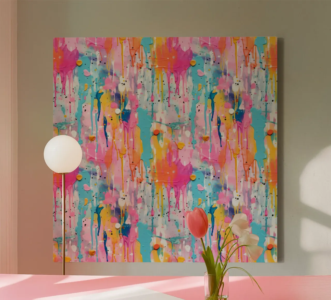 Paint Splatter Malerei Pinselstriche 9 Leinwand mit Schattenfugenrahmen von Yaso Design Paint