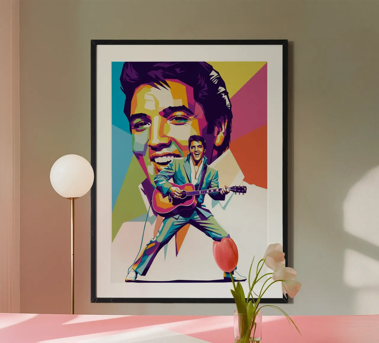 Re Elvis poster con telaio in legno da Hantamrata