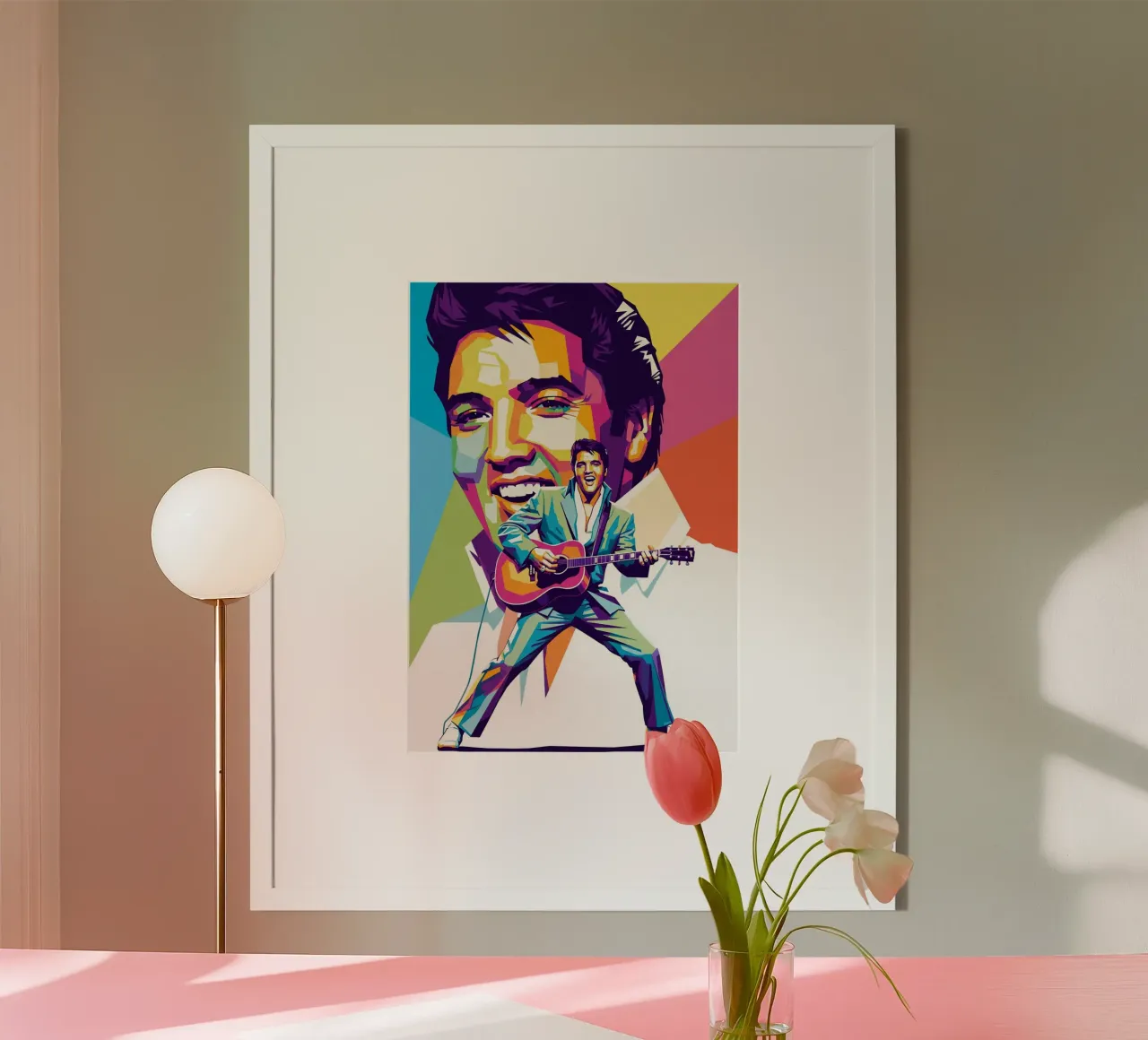 Re Elvis poster con telaio in legno da Hantamrata
