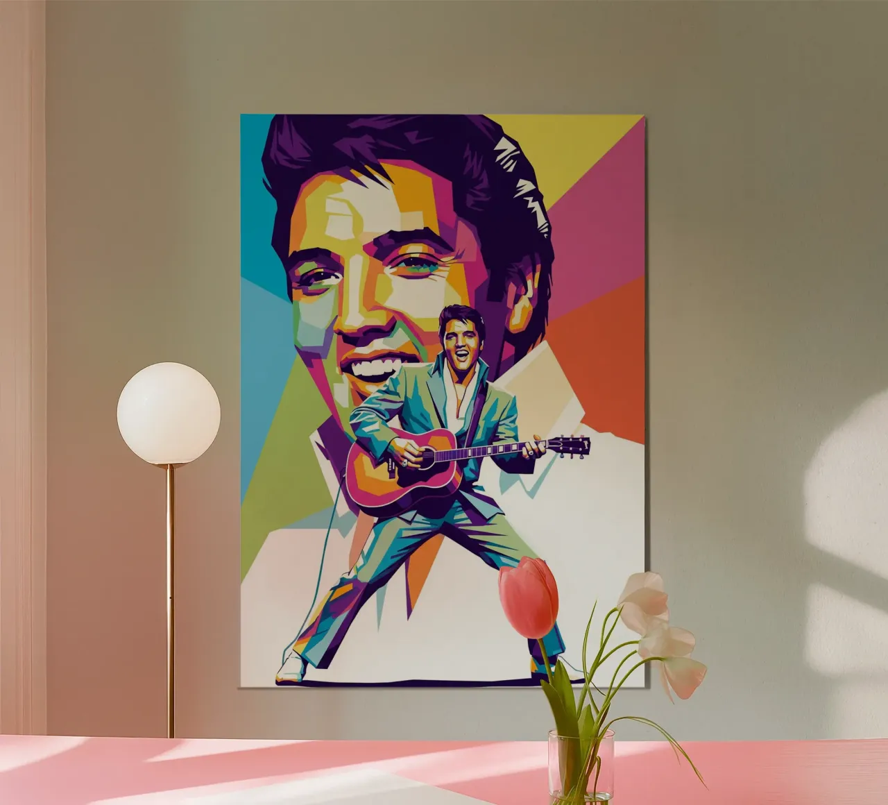 Re Elvis poster con telaio in legno da Hantamrata