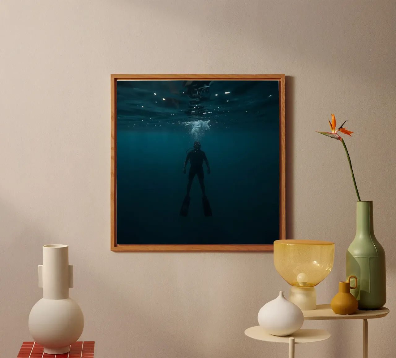Silhouette subacquea di un sommozzatore alluminio dibond da DesignDoodle