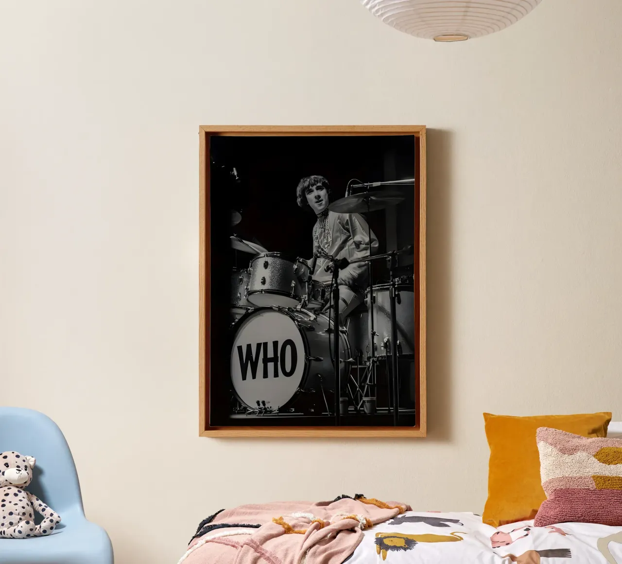 Keith Moon, tela con Cornice a cassetta da Low poly art