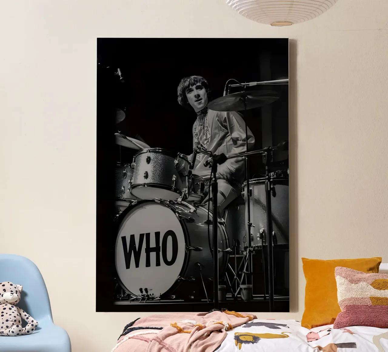 Keith Moon, tela con Cornice a cassetta da Low poly art