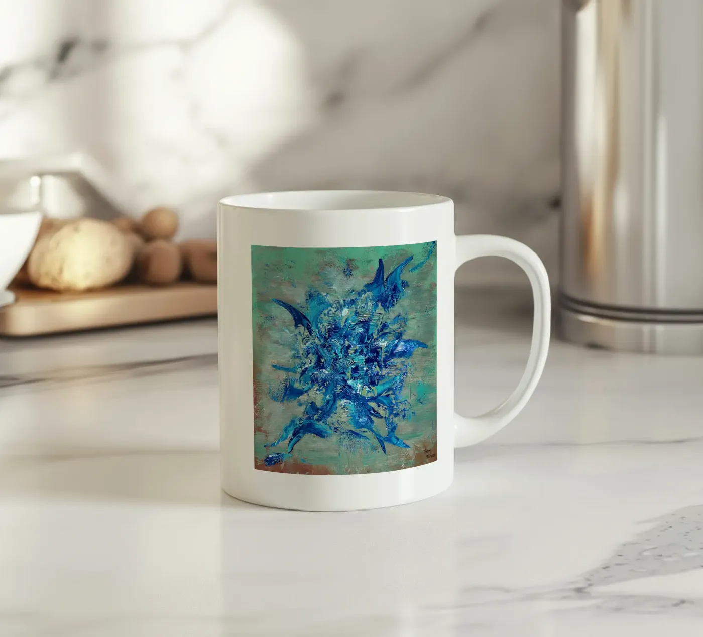 INTIMATE FEELING ceramic mug by Thierry Vobmann Abstract painting