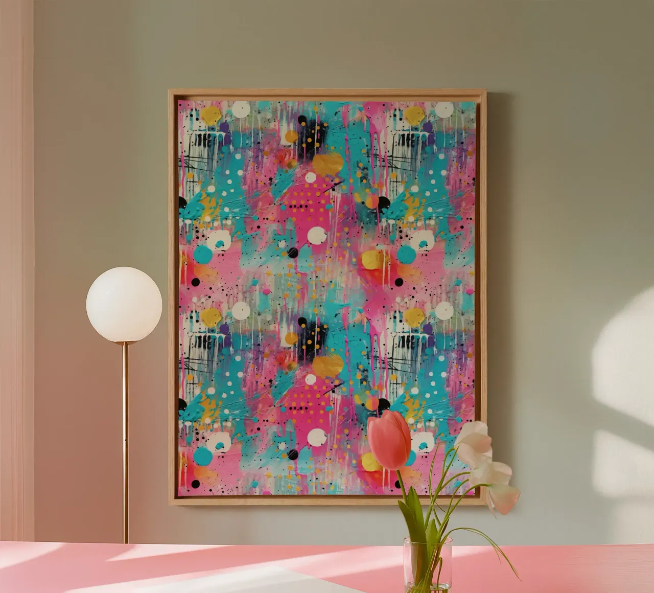 Paint Splatter Malerei Pinselstriche 7a Leinwand mit Schattenfugenrahmen von Yaso Design Paint
