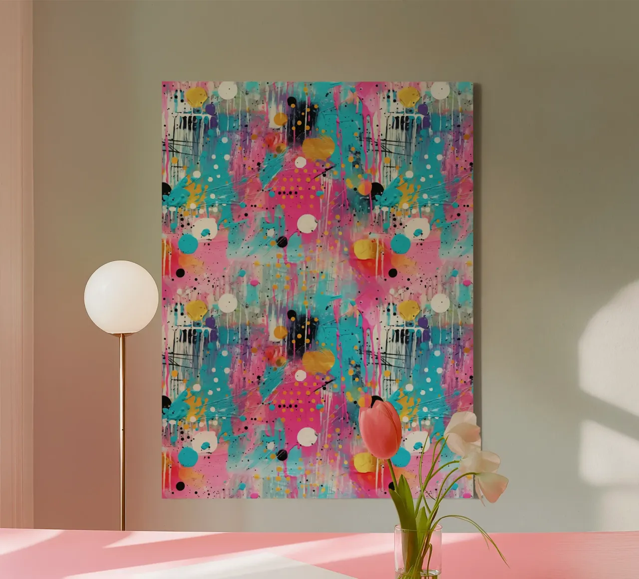 Paint Splatter Malerei Pinselstriche 7a Leinwand mit Schattenfugenrahmen von Yaso Design Paint