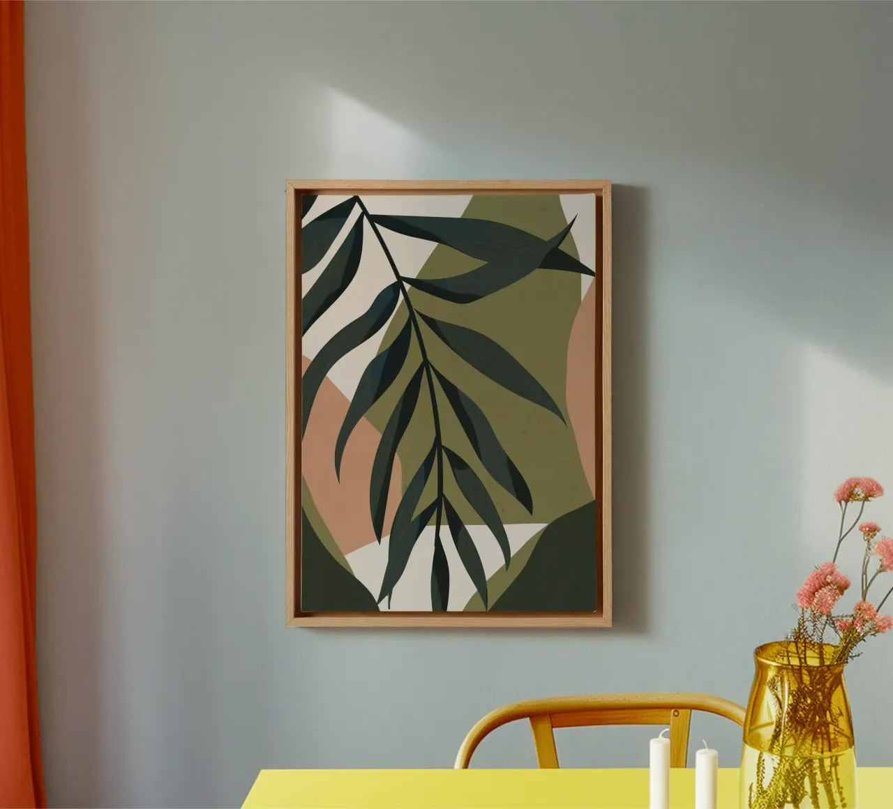 Tropisch blad - Abstracte kunst canvas met Baklijst van ThingDesign