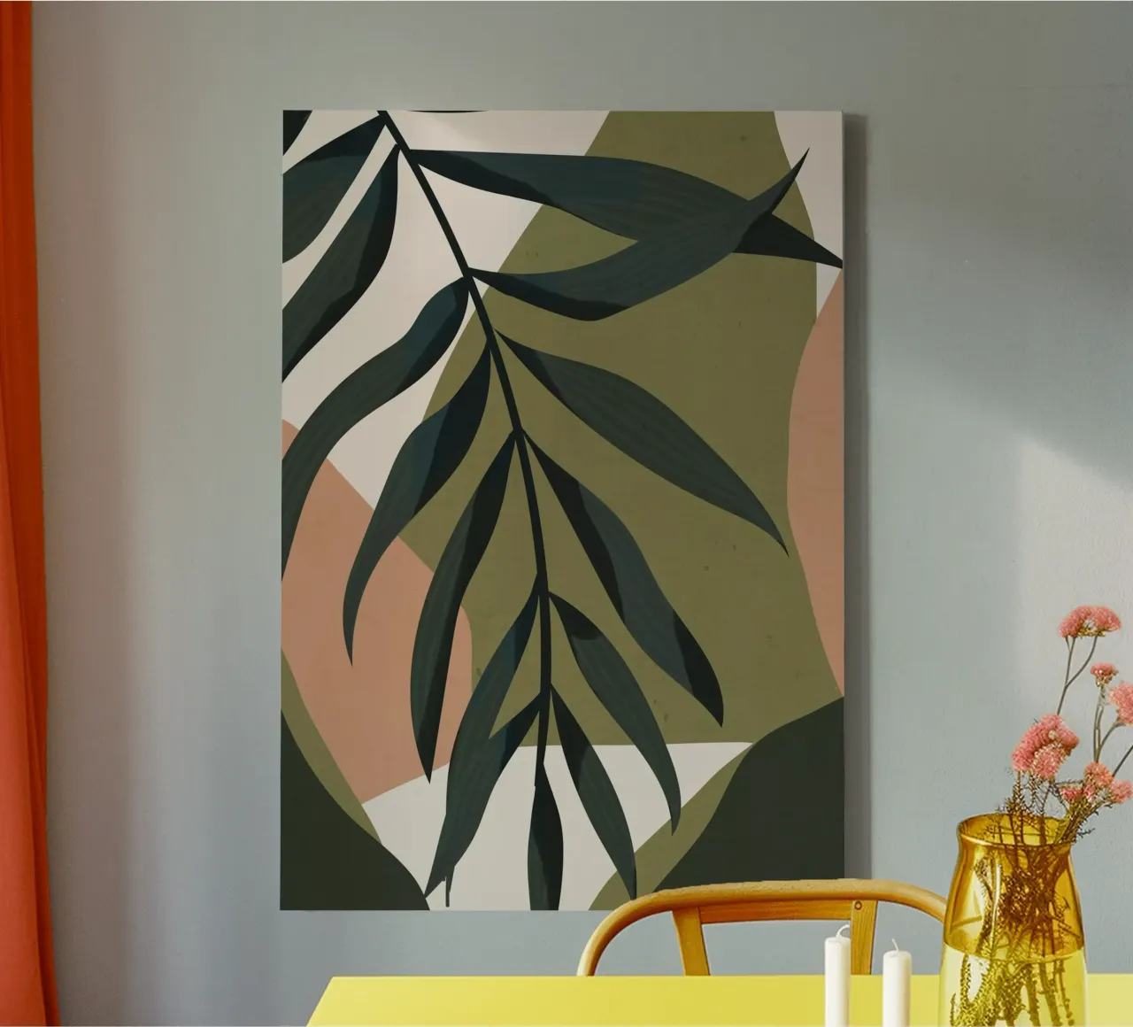 Tropisch blad - Abstracte kunst canvas met Baklijst van ThingDesign