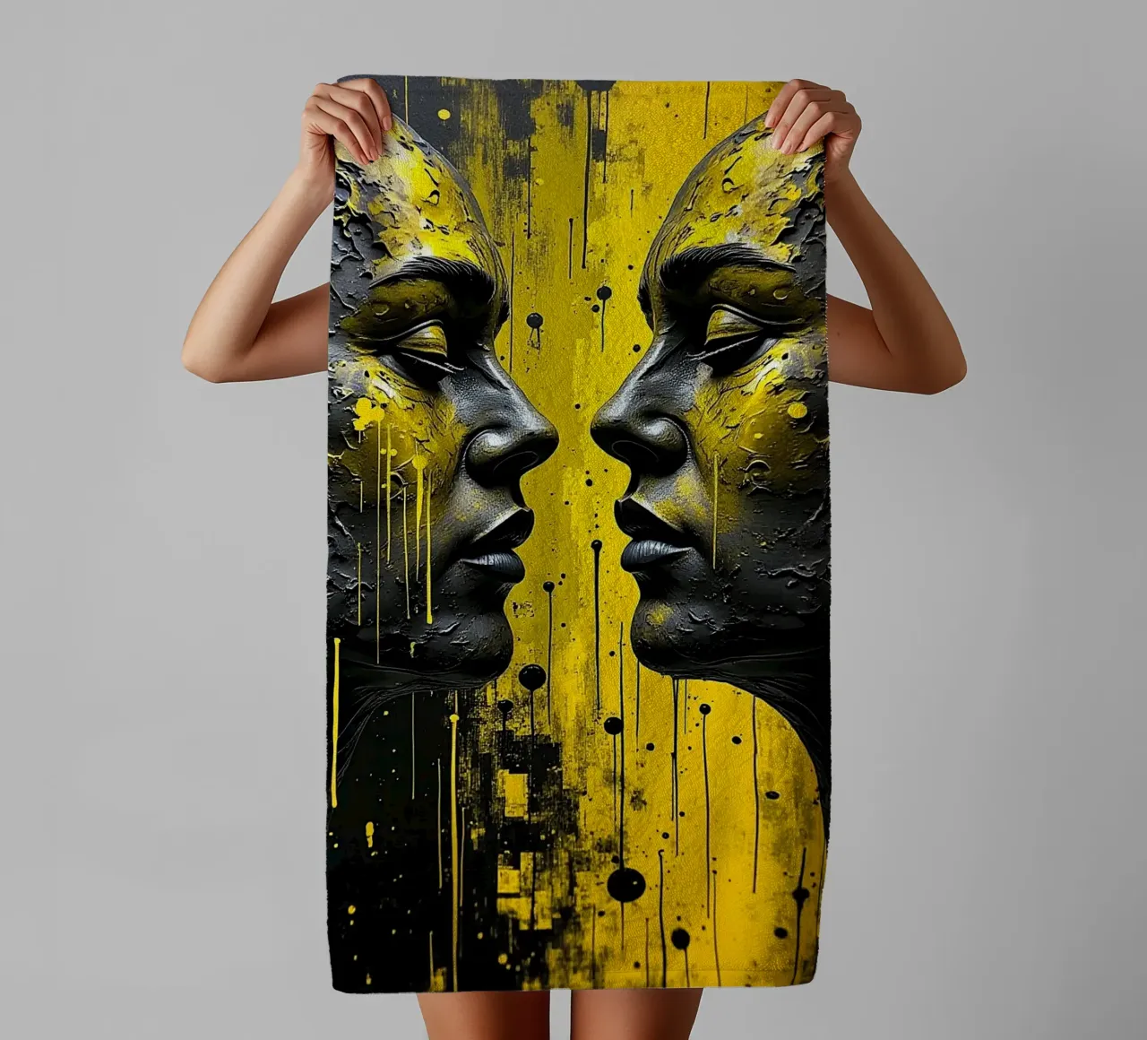 reflet_jaune_1 serviette de bain de AI-Portraits by LK