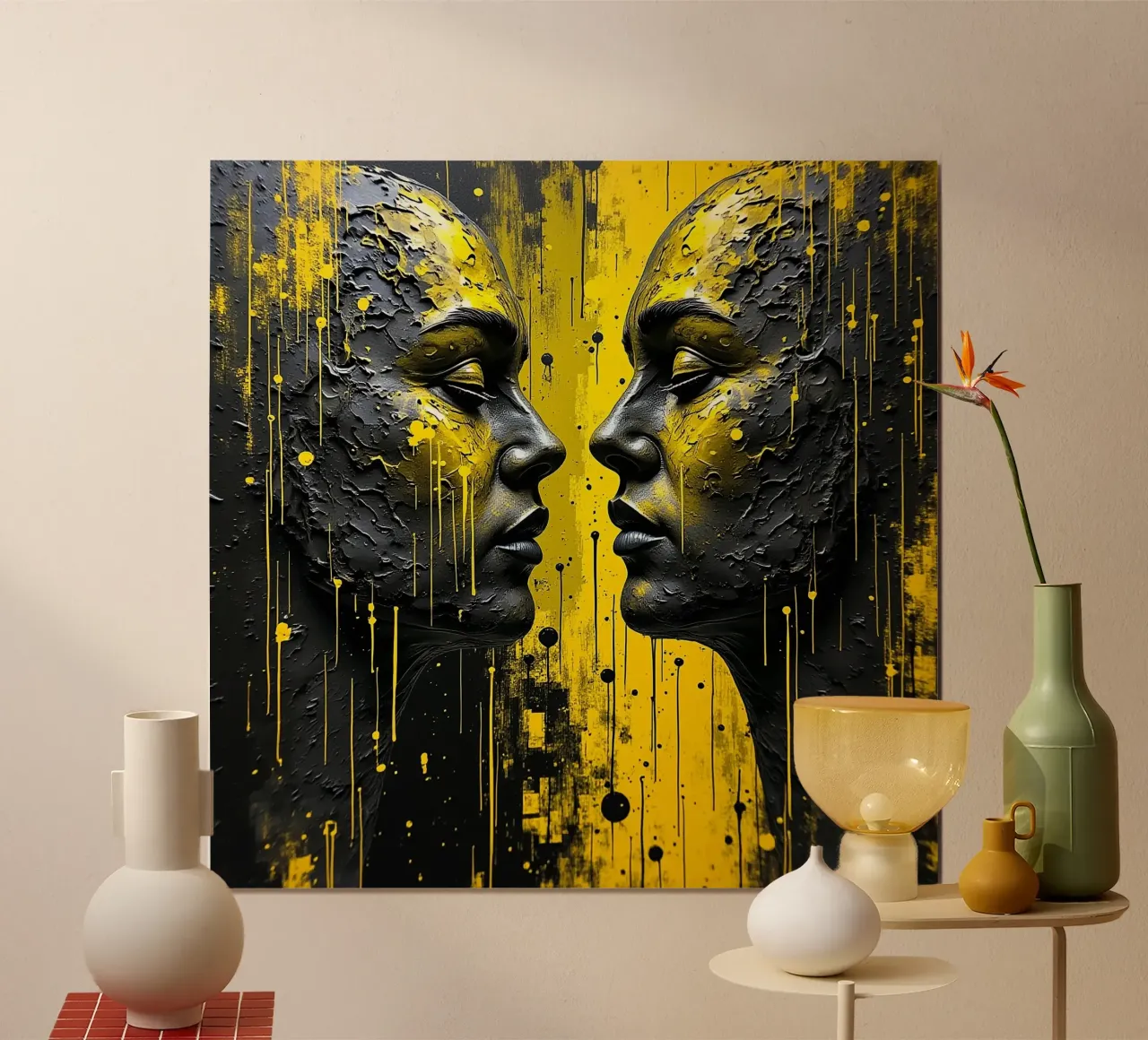 reflet_jaune_1 poster avec cadre en aluminium de AI-Portraits by LK