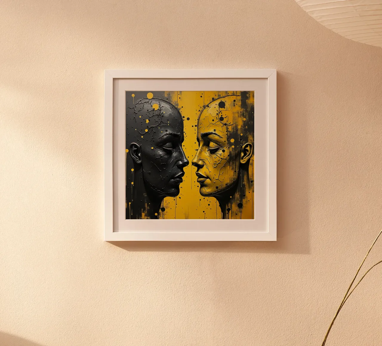 reflet_jaune_2 poster avec cadre en bois de AI-Portraits by LK