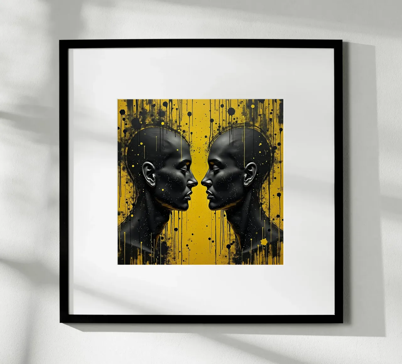 images_miroir_jaune_3 poster avec cadre en plastique de AI-Portraits by LK
