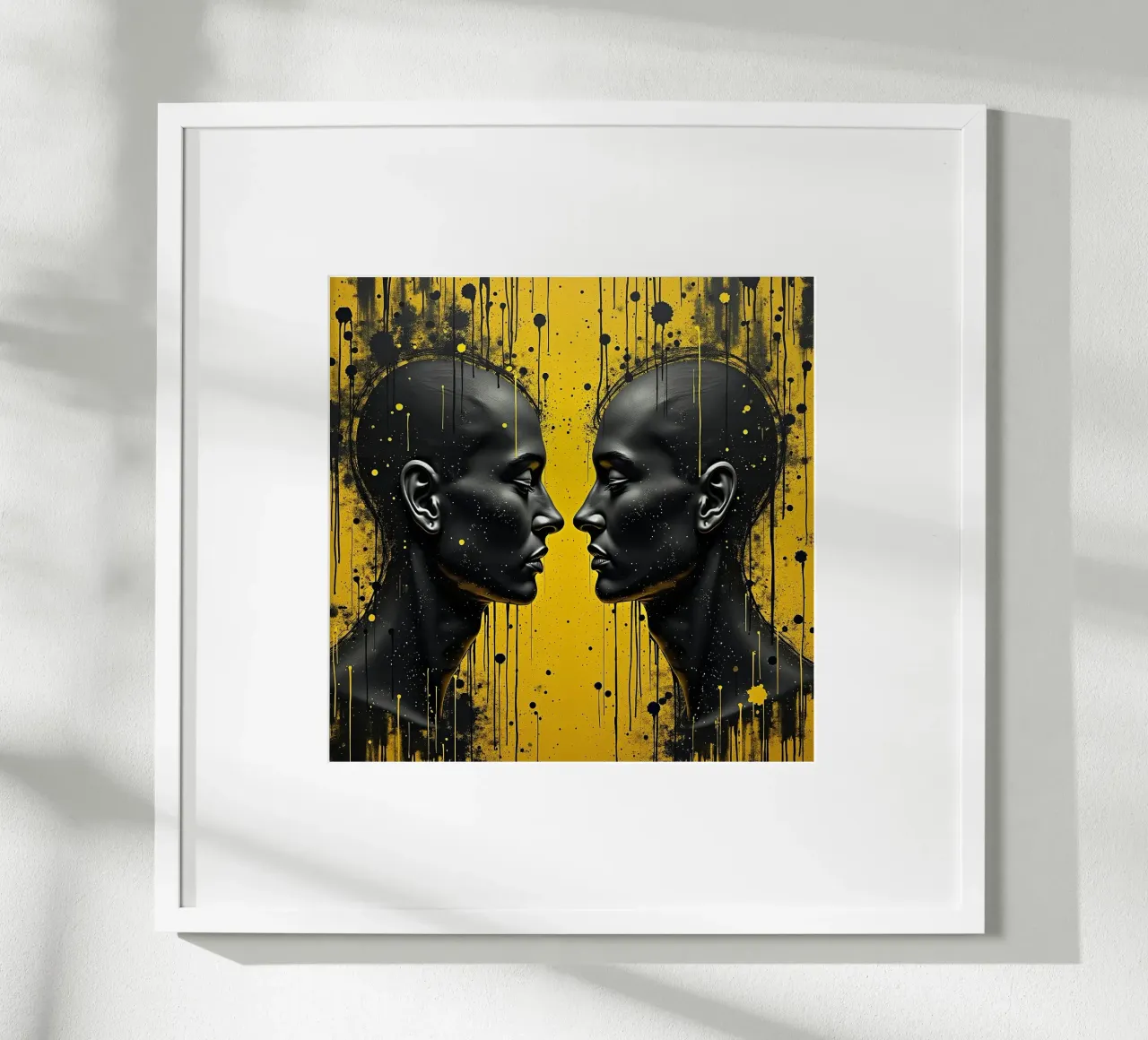 images_miroir_jaune_3 poster avec cadre en plastique de AI-Portraits by LK
