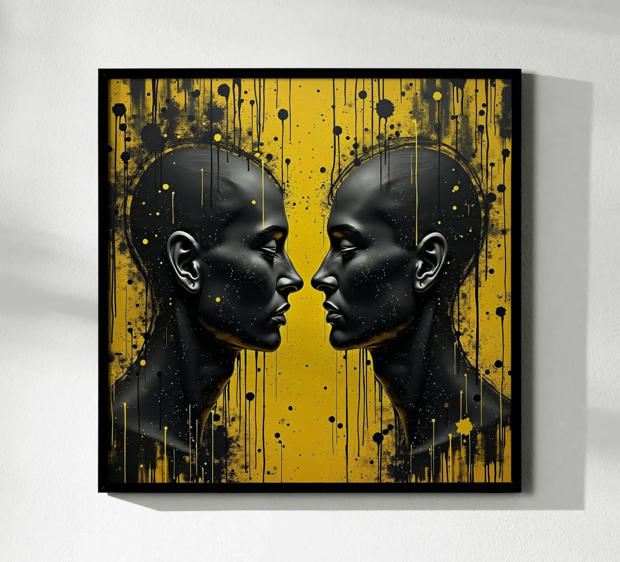 images_miroir_jaune_3 poster avec cadre en plastique de AI-Portraits by LK