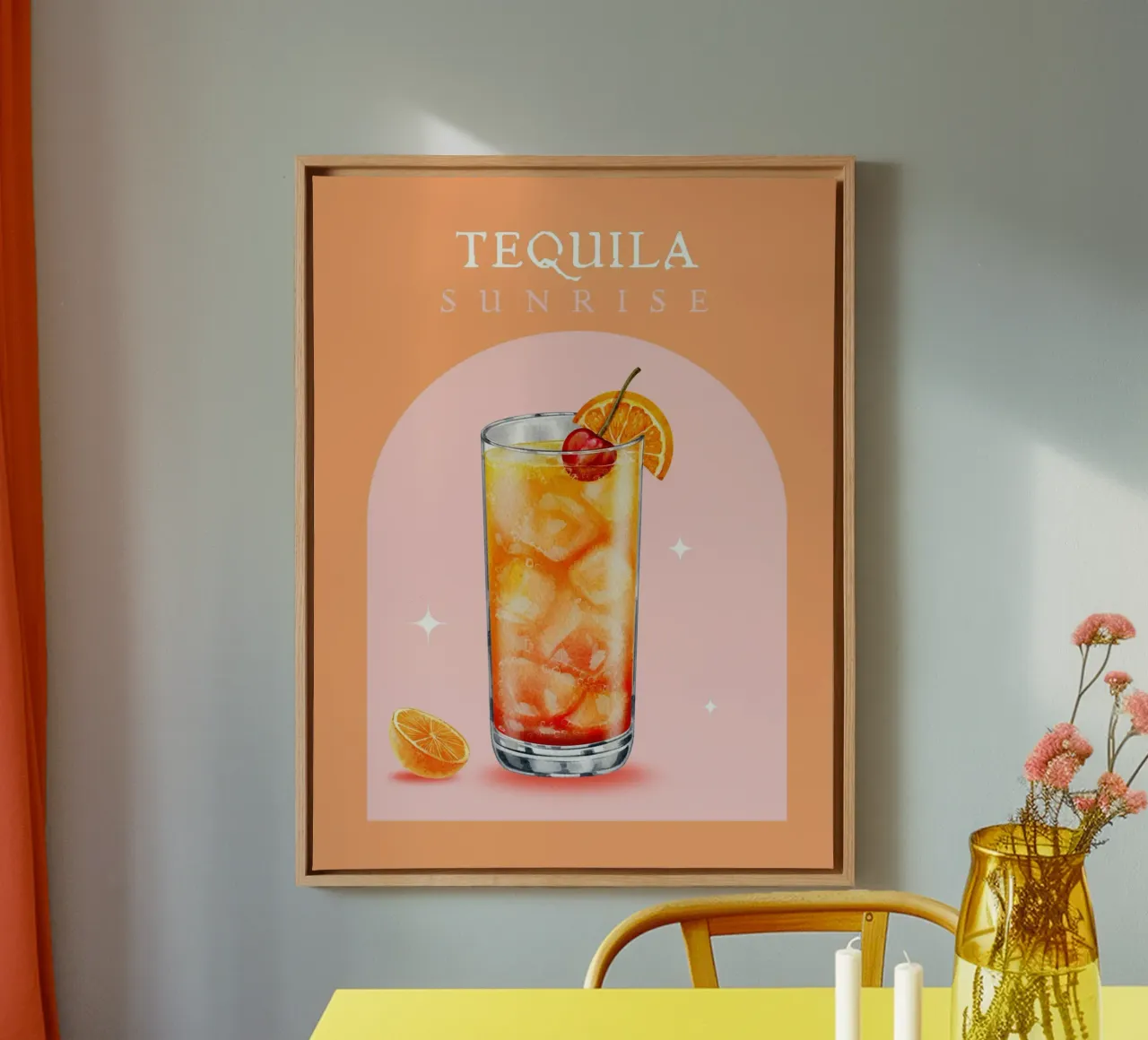 TEQUILA ZONSOPGANG canvas met Baklijst van ArtDesign by KBK