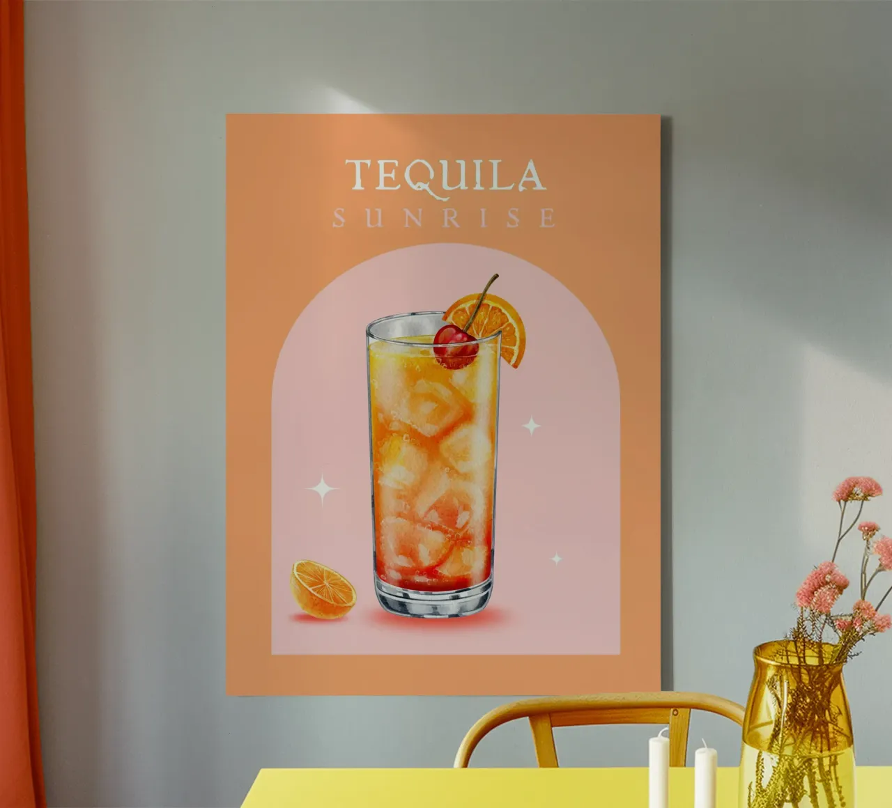 TEQUILA ZONSOPGANG canvas met Baklijst van ArtDesign by KBK