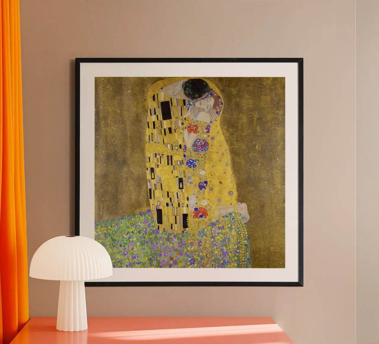 Il bacio di Gustav Klimt (1907-1908) poster con telaio in alluminio da Art History