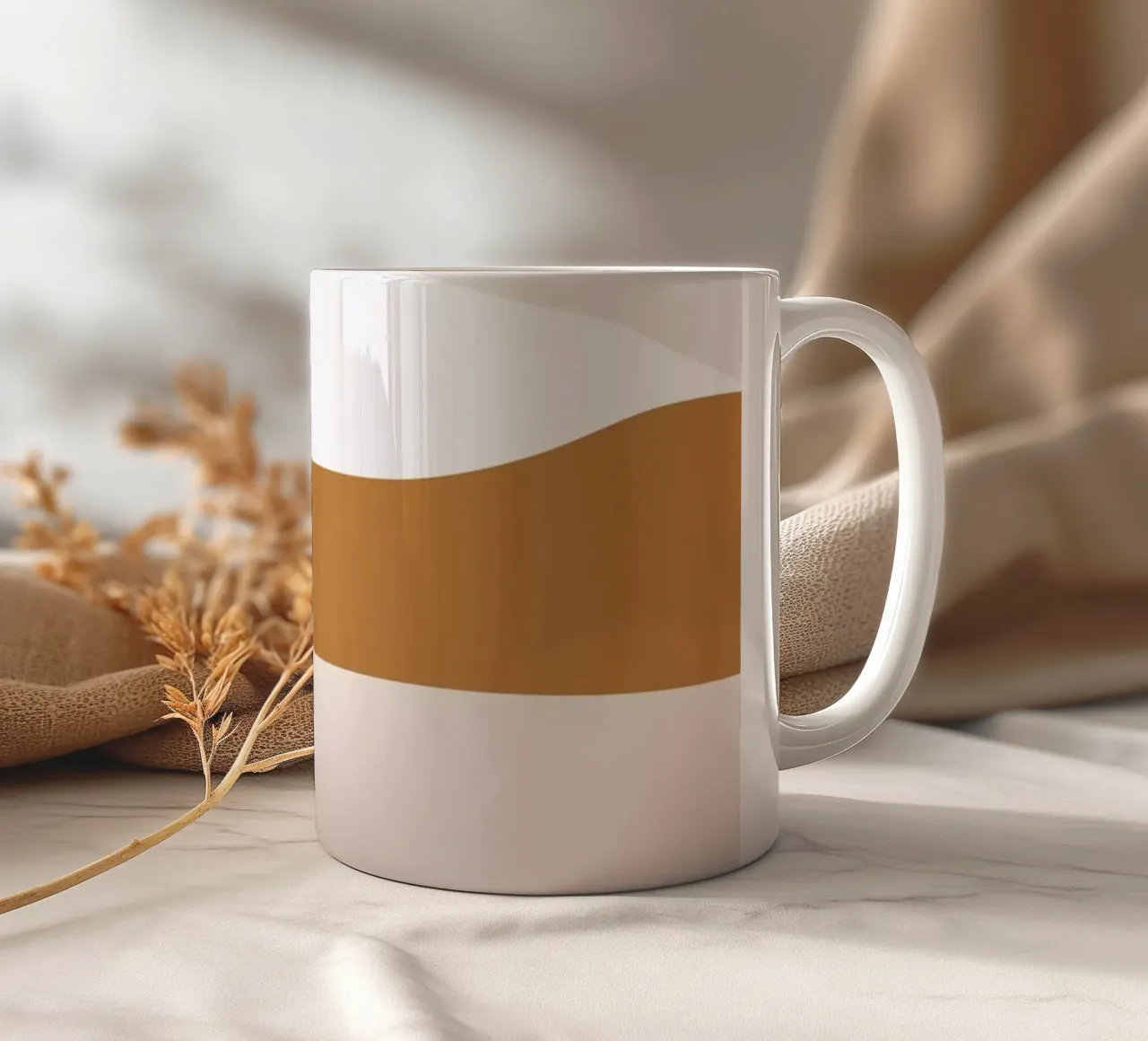 Paesaggio d'arte minimale 2 tazza in ceramica da ThingDesign