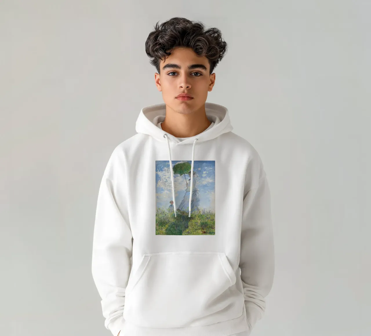 Donna con ombrellone di Claude Monet felpa con cappuccio da Jolie Prints
