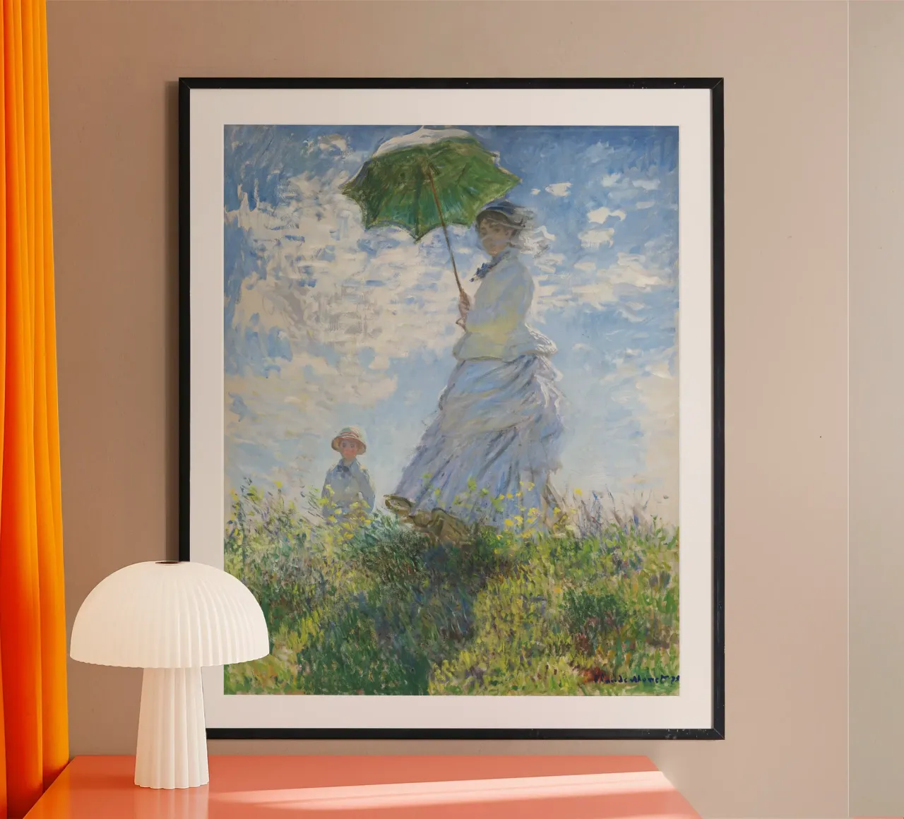 Donna con ombrellone di Claude Monet poster con telaio in plastica da Art History