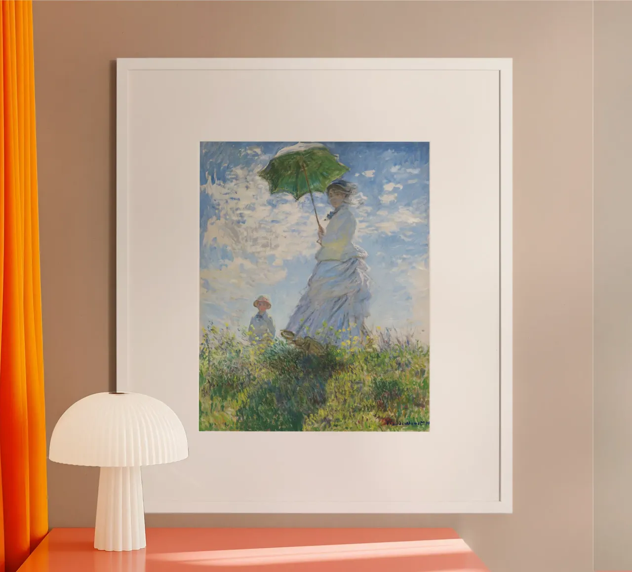 Donna con ombrellone di Claude Monet poster con telaio in plastica da Art History