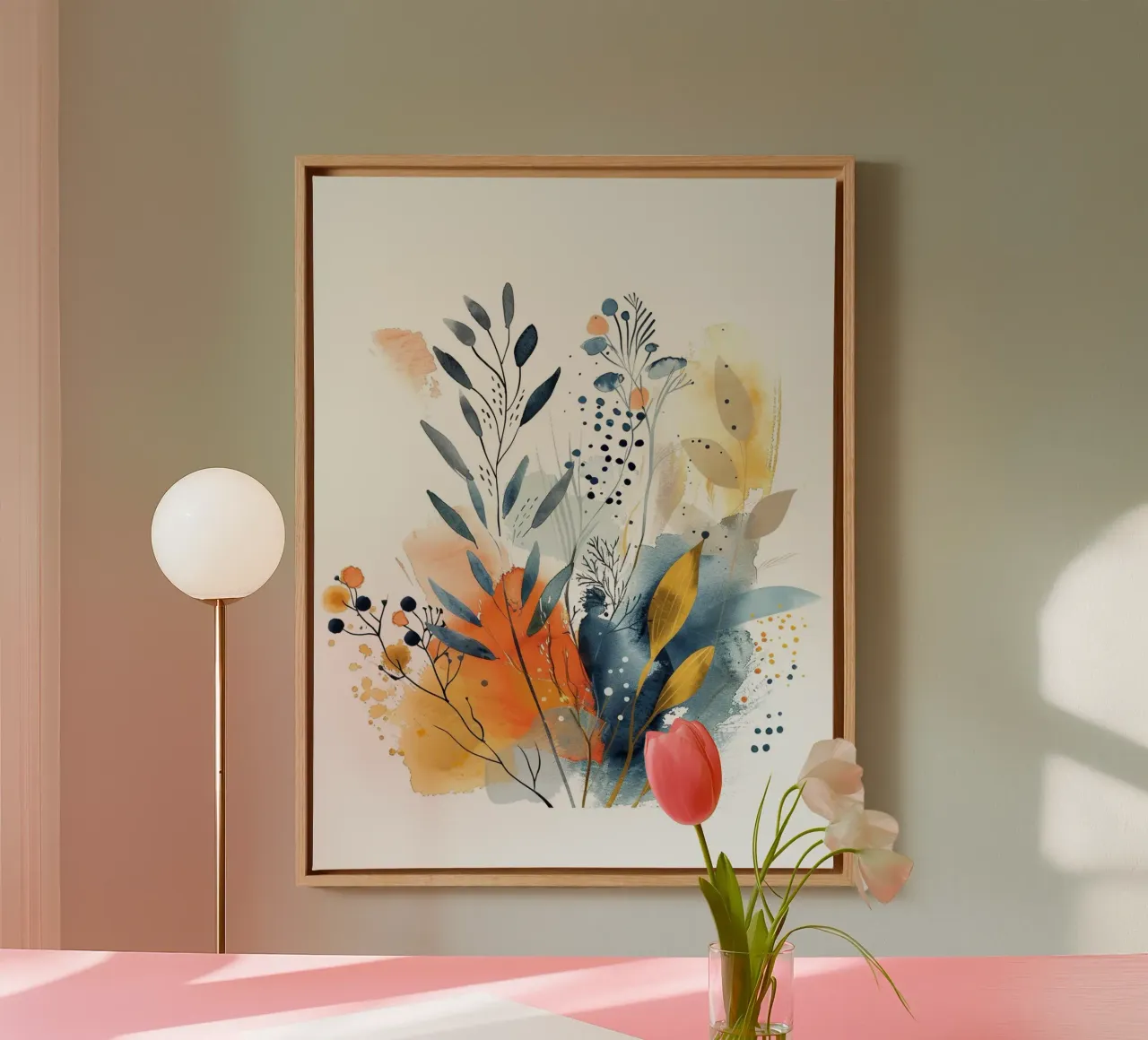 Boho abstract 1a canvas met Baklijst van Yaso Design Boho & Botanic