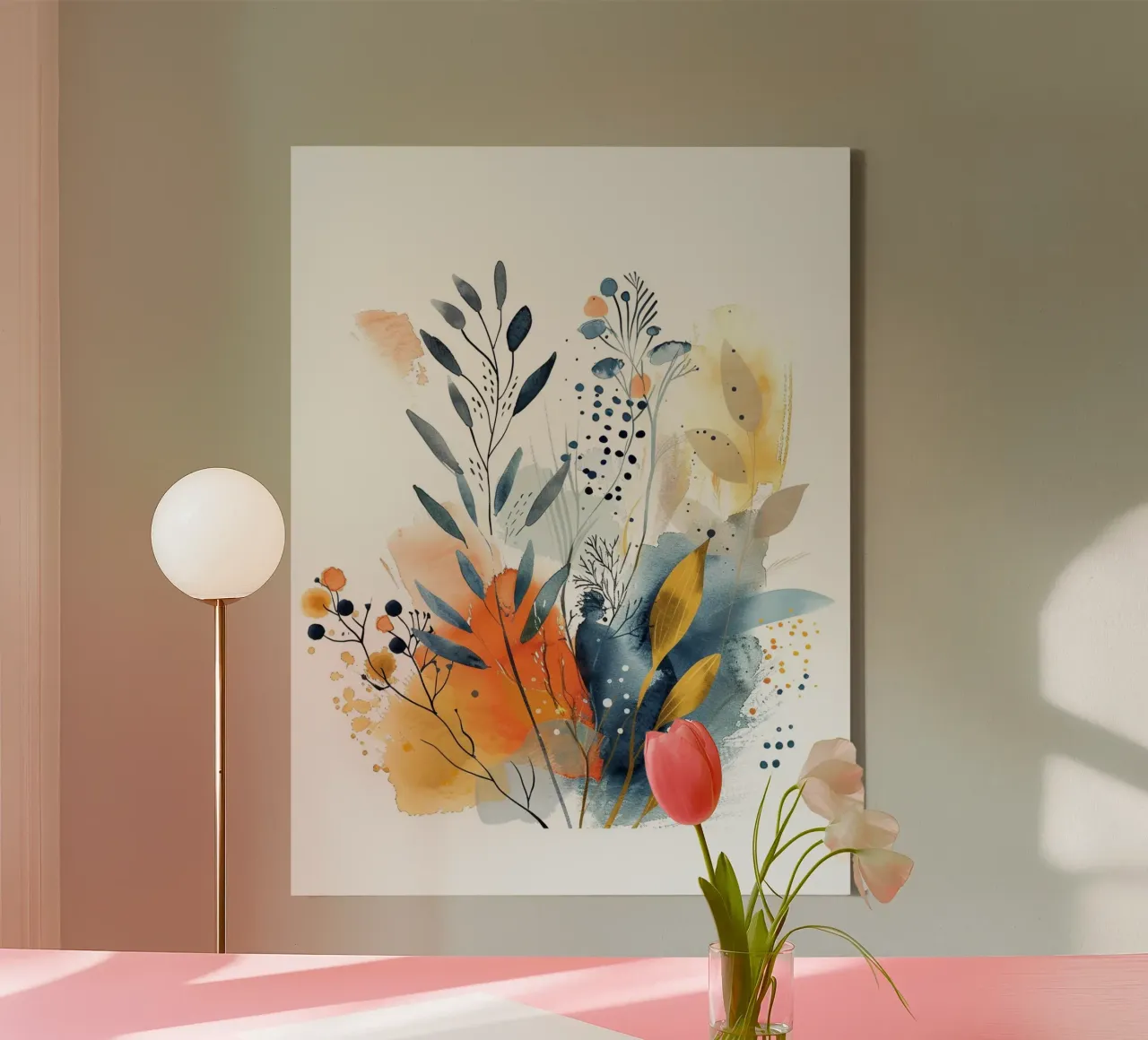 Boho abstract 1a canvas met Baklijst van Yaso Design Boho & Botanic
