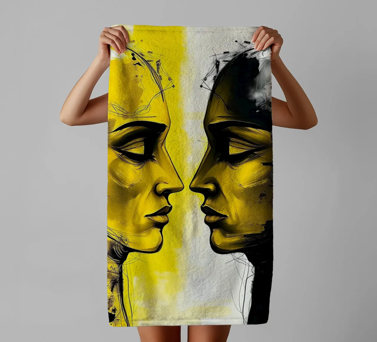 reflet_jaune_4 serviette de bain de AI-Portraits by LK