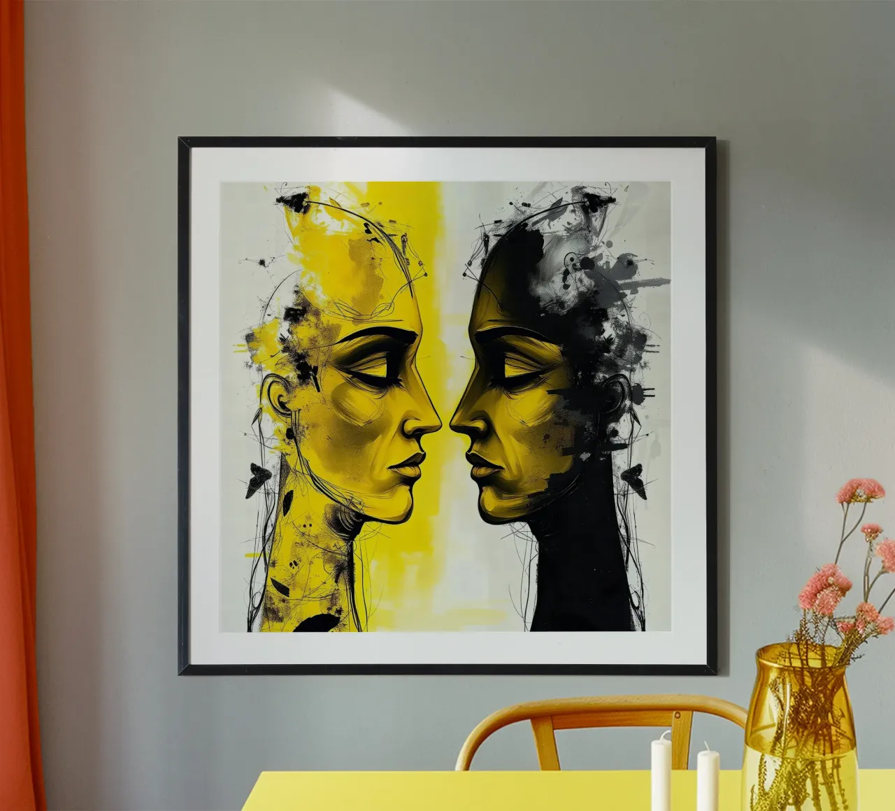 reflet_jaune_4 poster avec cadre en aluminium de AI-Portraits by LK