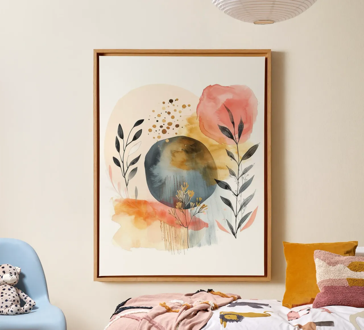 Boho abstract 2a canvas met Baklijst van Yaso Design Boho & Botanic