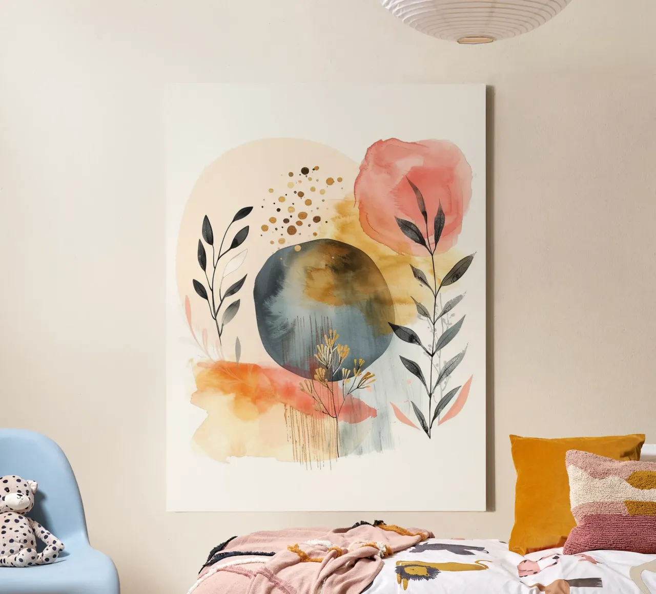 Boho abstract 2a canvas met Baklijst van Yaso Design Boho & Botanic
