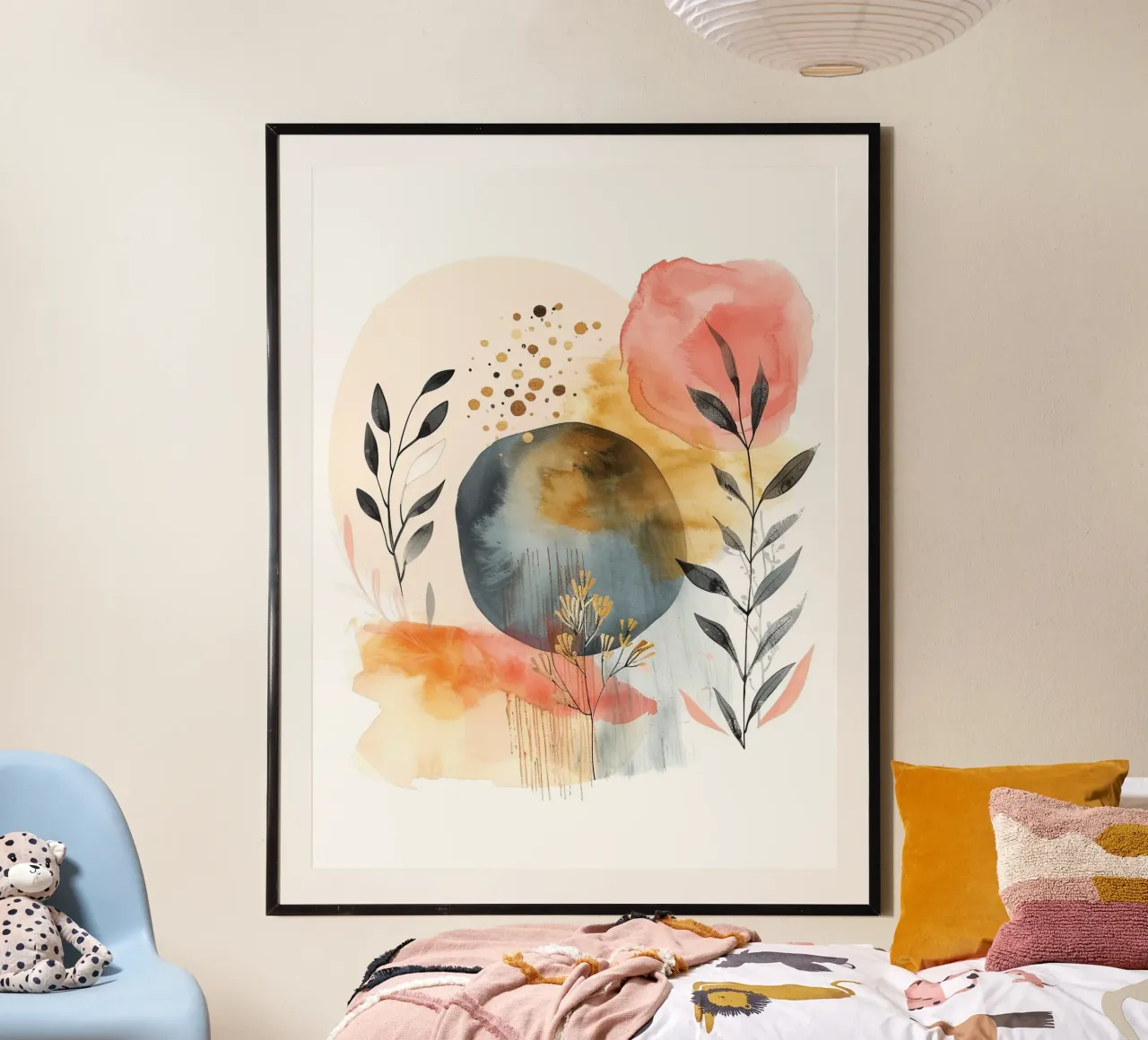 Boho Astratto 2a poster con telaio in alluminio da Yaso Design Boho & Botanic