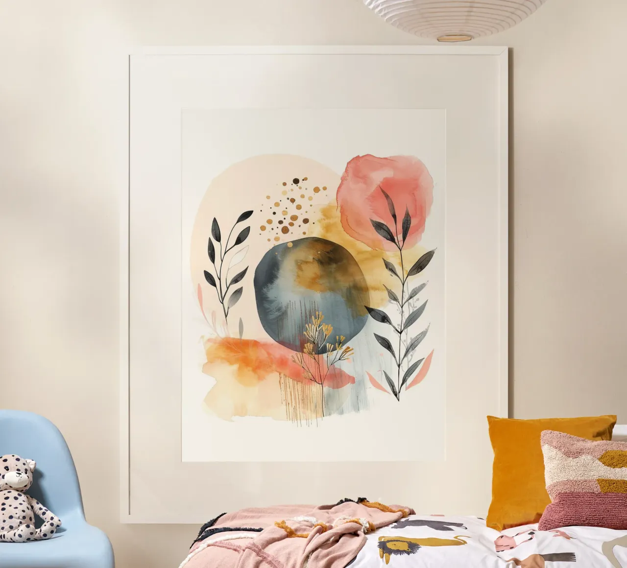 Boho Astratto 2a poster con telaio in alluminio da Yaso Design Boho & Botanic