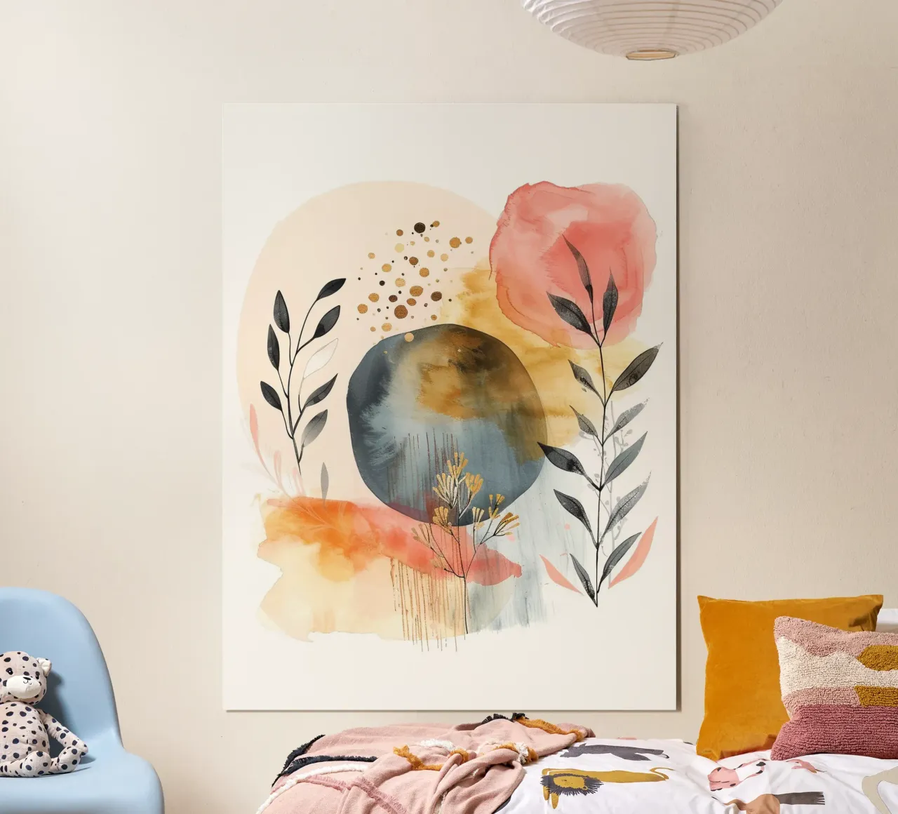 Boho Astratto 2a poster con telaio in alluminio da Yaso Design Boho & Botanic