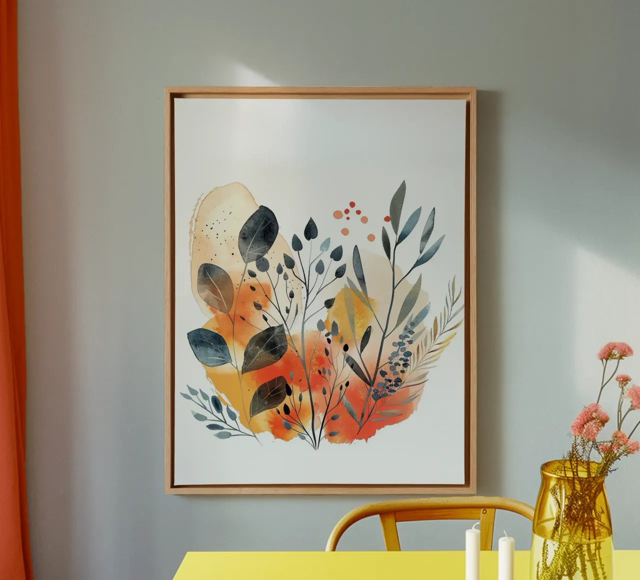 Boho Astratto 3a tela con Cornice a cassetta da Yaso Design Boho & Botanic