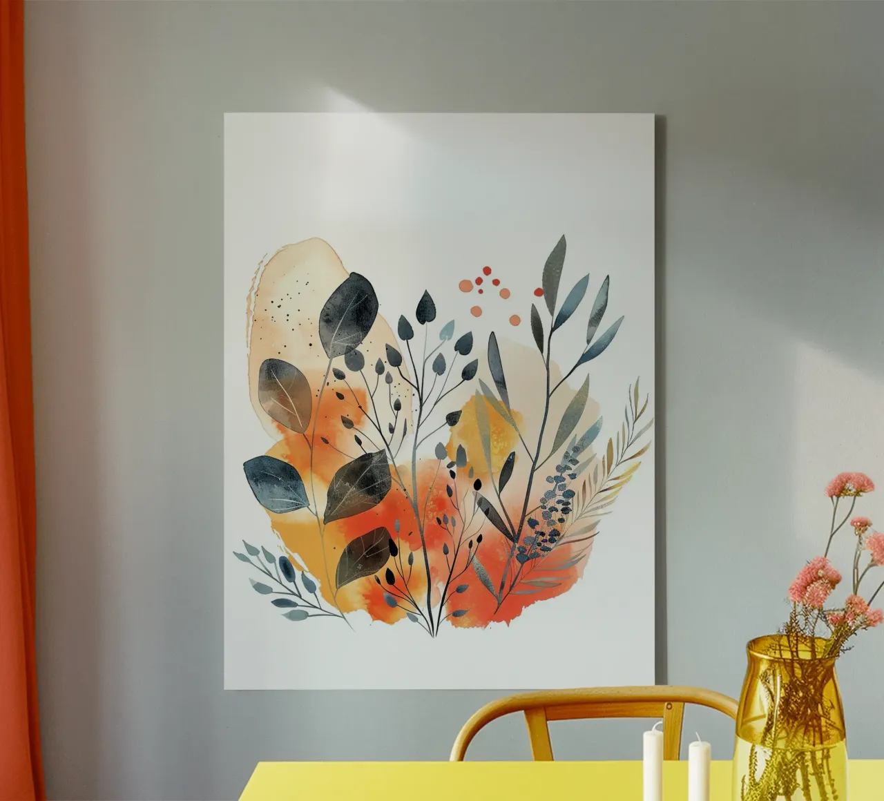 Boho Astratto 3a tela con Cornice a cassetta da Yaso Design Boho & Botanic