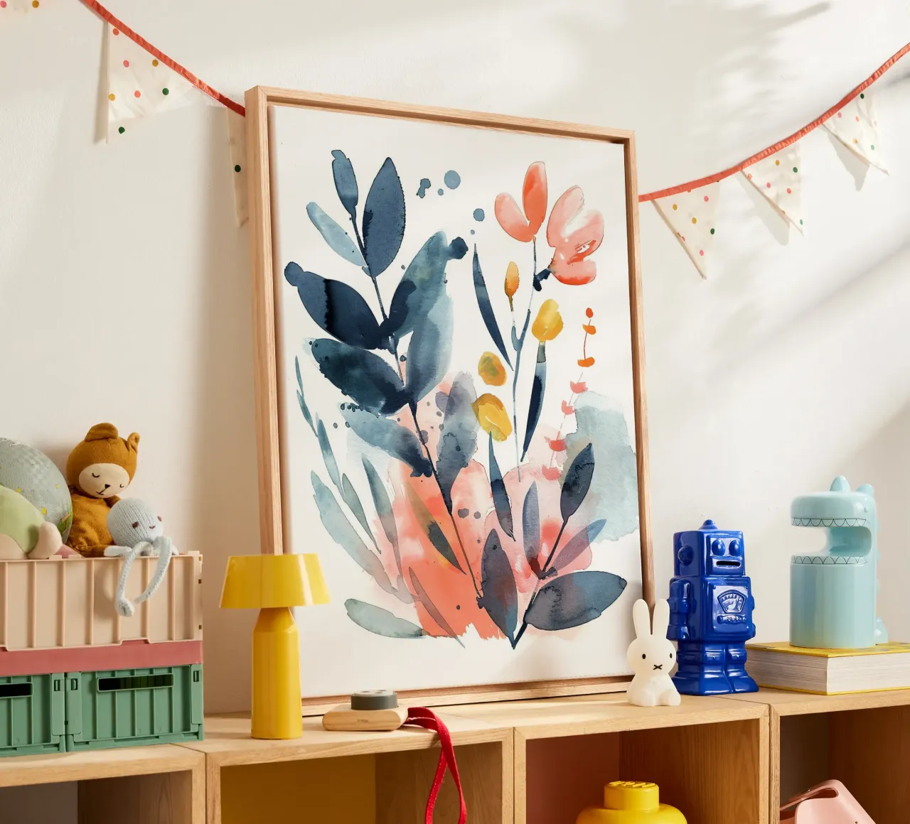 Boho abstract 5a canvas met Baklijst van Yaso Design Boho & Botanic