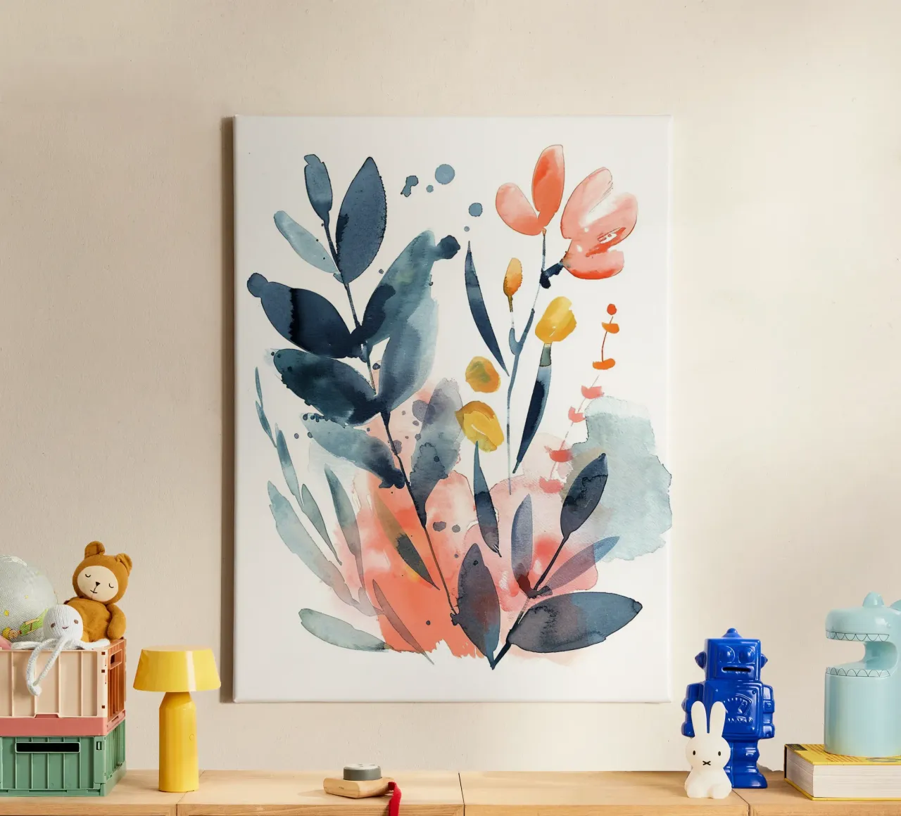 Boho abstract 5a canvas met Baklijst van Yaso Design Boho & Botanic