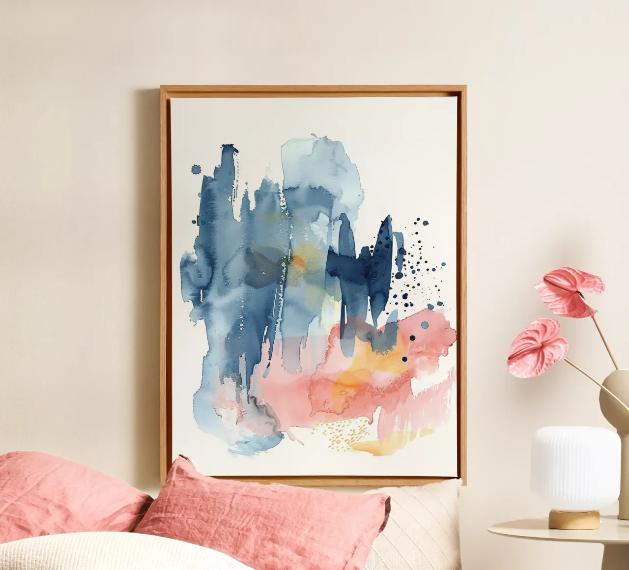 Boho abstract 6a canvas met Baklijst van Yaso Design Boho & Botanic