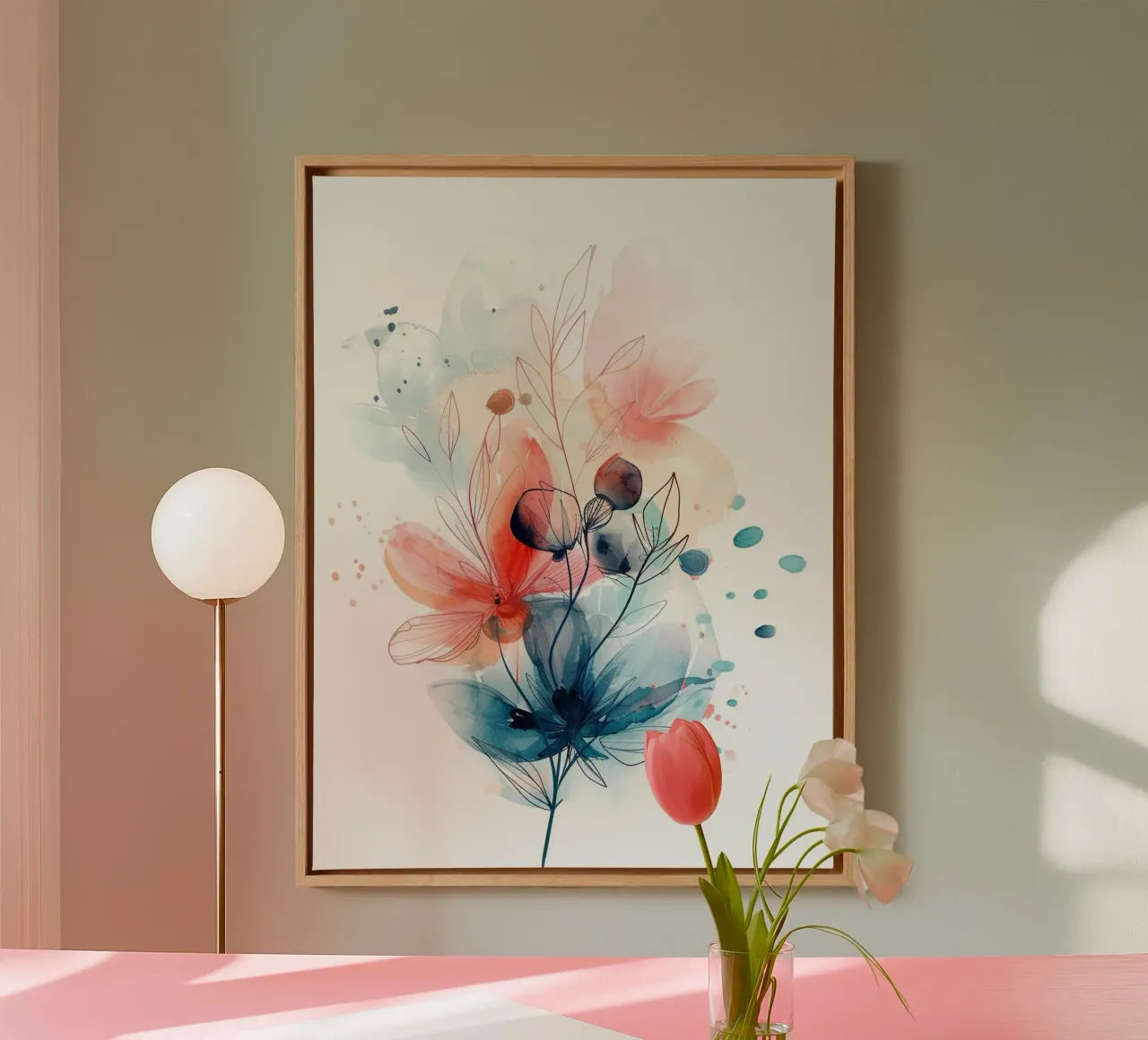 Boho abstract 7a canvas met Baklijst van Yaso Design Boho & Botanic