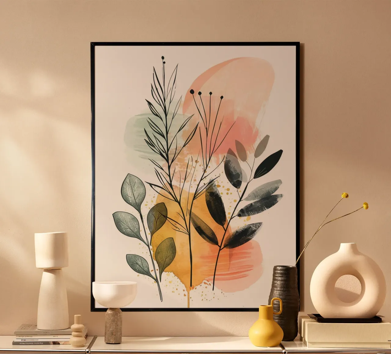 Boho Abstract 8a poster with plastic frame by Yaso Design Boho & Botanic