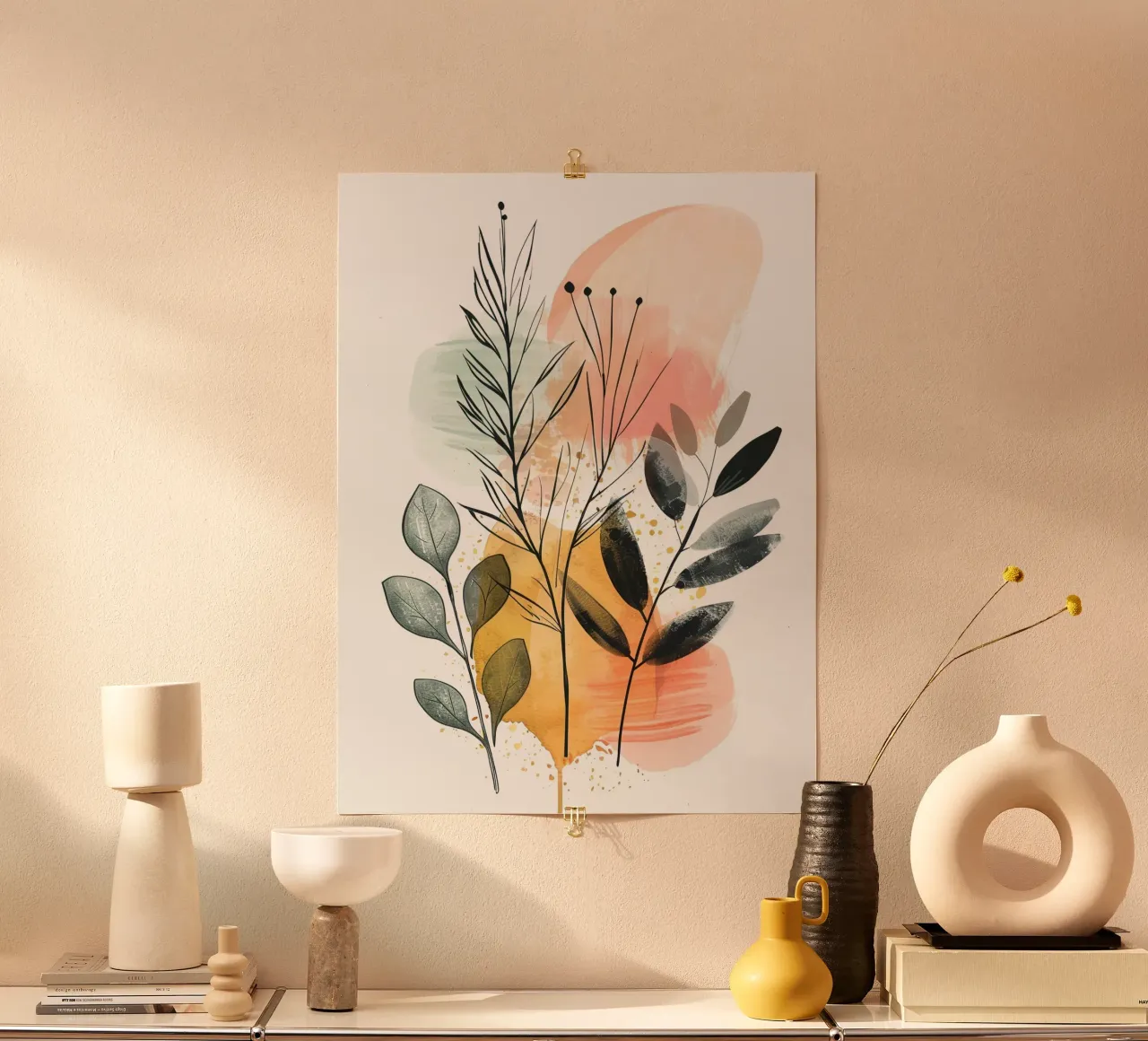 Boho Abstract 8a poster with plastic frame by Yaso Design Boho & Botanic