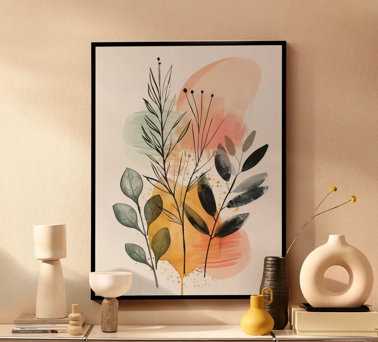 Boho Abstract 8a poster with plastic frame by Yaso Design Boho & Botanic