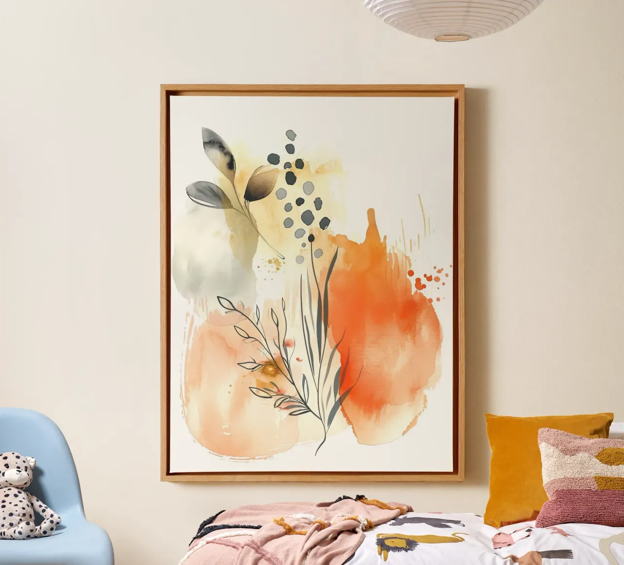Boho abstract 9a canvas met Baklijst van Yaso Design Boho & Botanic