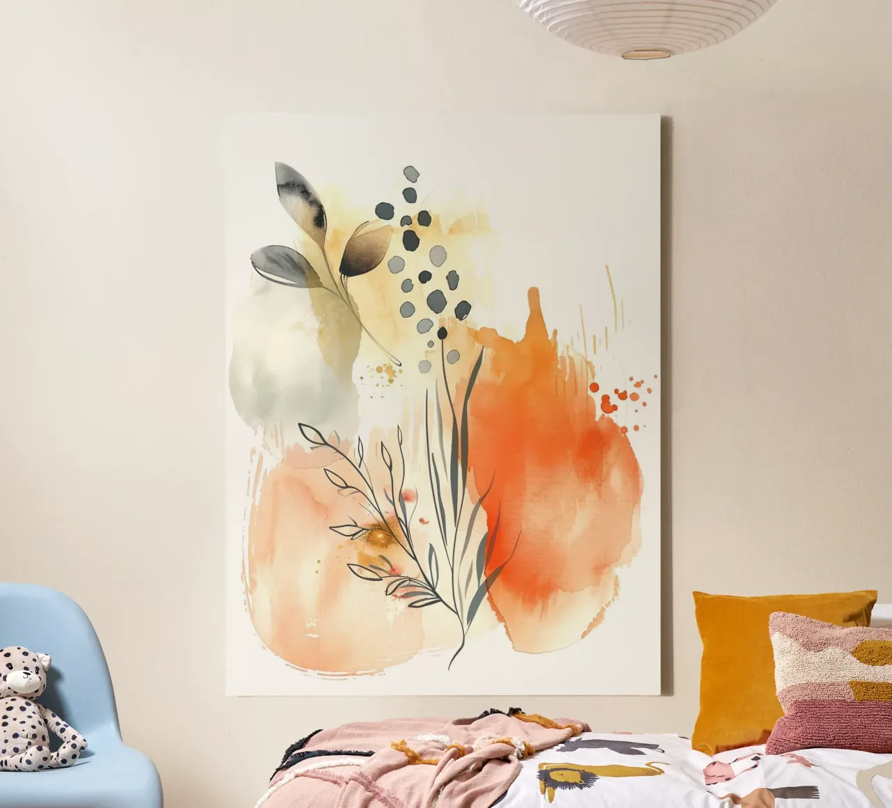 Boho abstract 9a canvas met Baklijst van Yaso Design Boho & Botanic