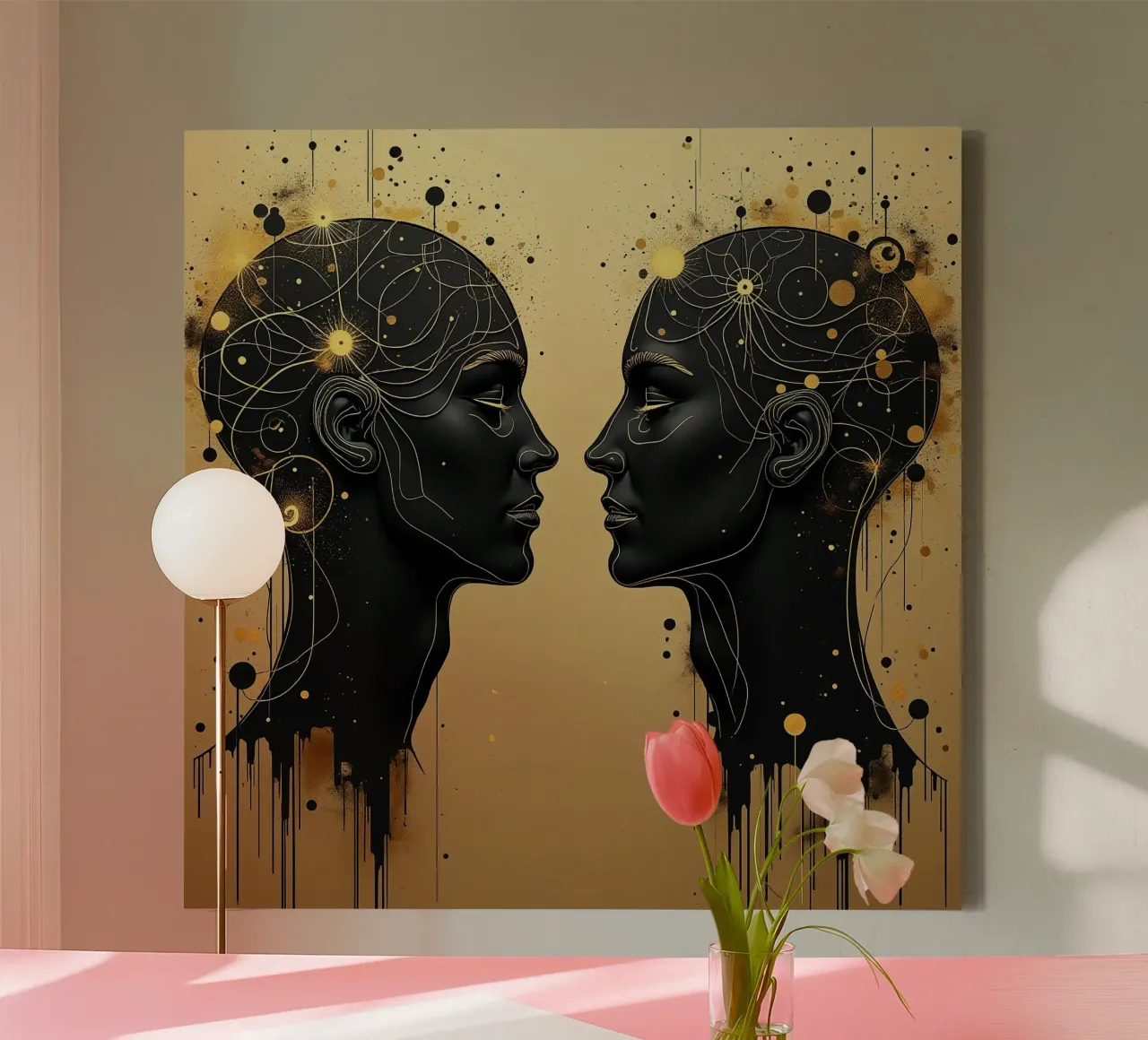 Immagine_specchio_oro_3 tela con Cornice a cassetta da AI-Portraits by LK