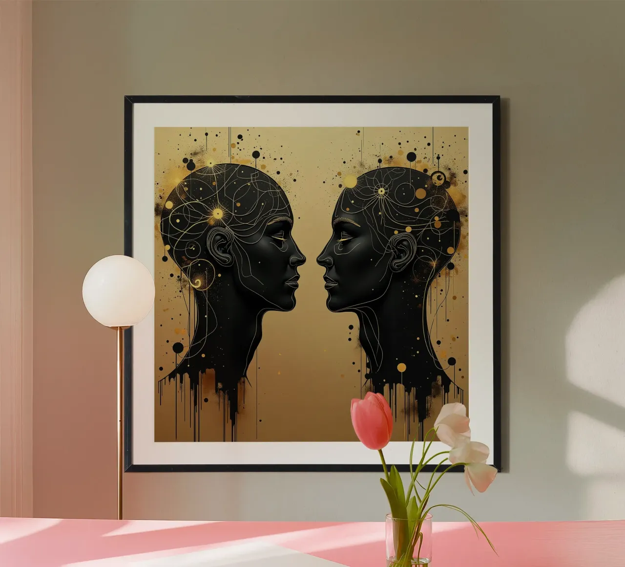 Immagine_specchio_oro_3 poster con telaio in plastica da AI-Portraits by LK